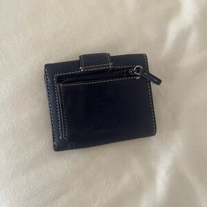 Black Leather Wallet with Zip Pocket